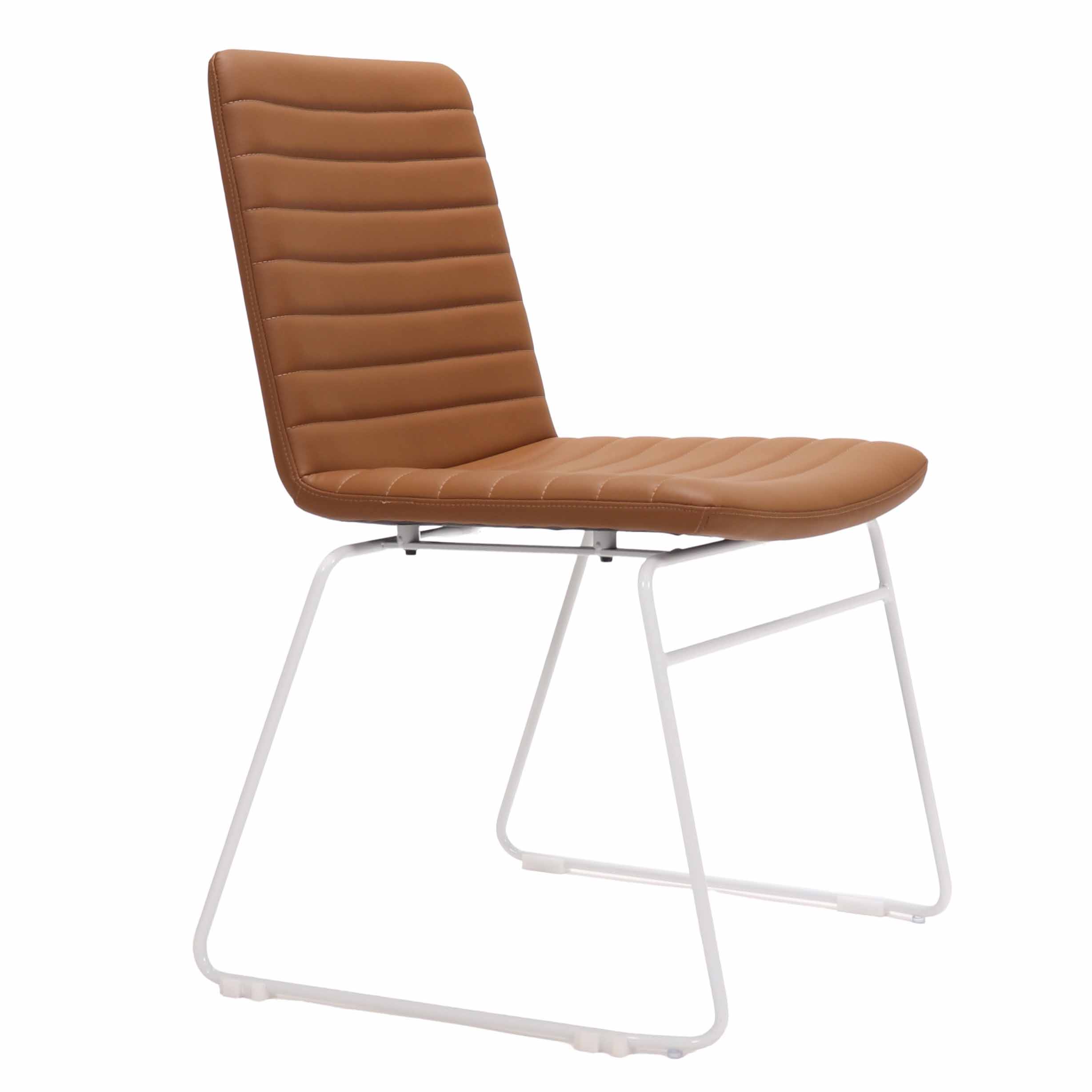 Pixel Sled Base Chair - Amber PU with White Frame